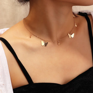 Vintage Multilayer Pendant Butterfly Necklace for Women