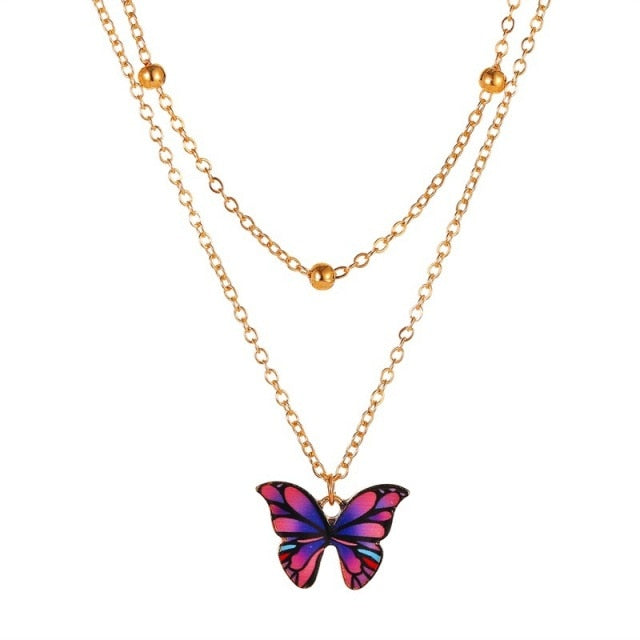 Vintage Multilayer Pendant Butterfly Necklace for Women