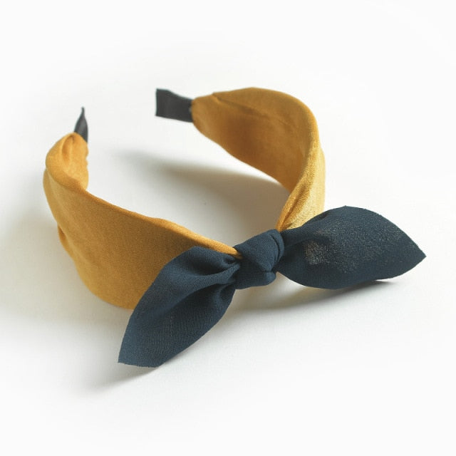 Boho Bow Bunny Ears Wide Headbands