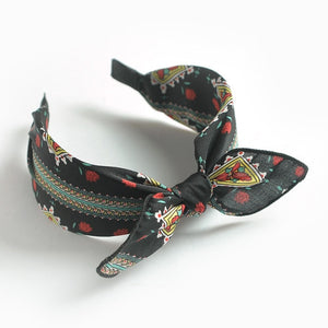 Boho Bow Bunny Ears Wide Headbands