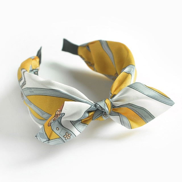 Boho Bow Bunny Ears Wide Headbands